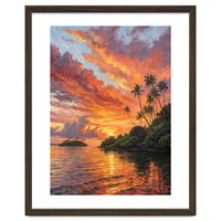 Impressionist Tropical Sunset Over Paradise Island