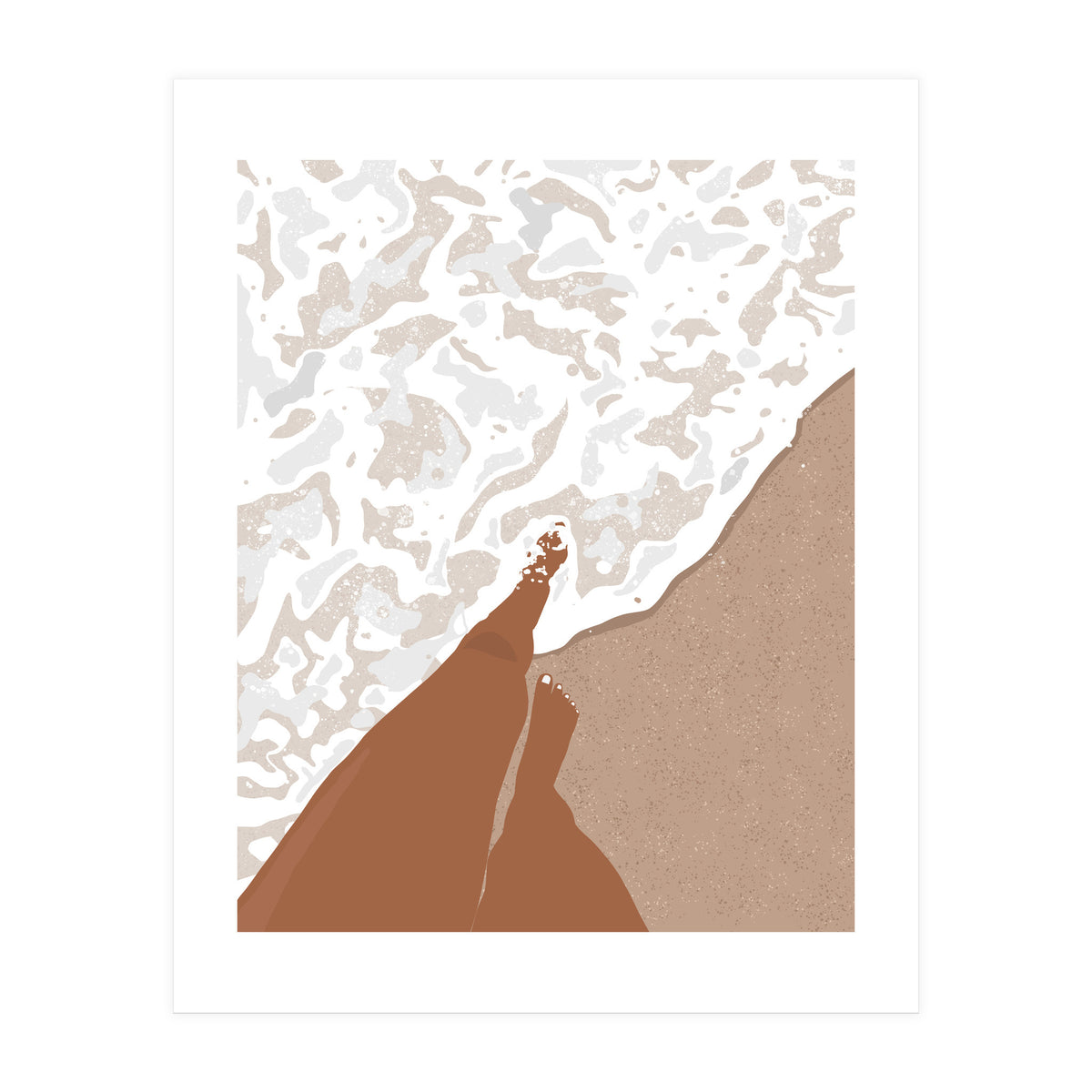 Shorelines, Girl On Ocean Beach, Sea Nature Landscape Travel Summer, Bohemian Black Woman Sand Waves Self Care (Print Only)