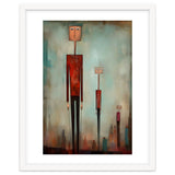CITY HEIGHTS, three human-like forms of differing heights loom over the city below. thumbnail