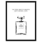 Born Original, Fashion Perfume Bottle Quote Art, Coco Chanel, Chic Decor thumbnail