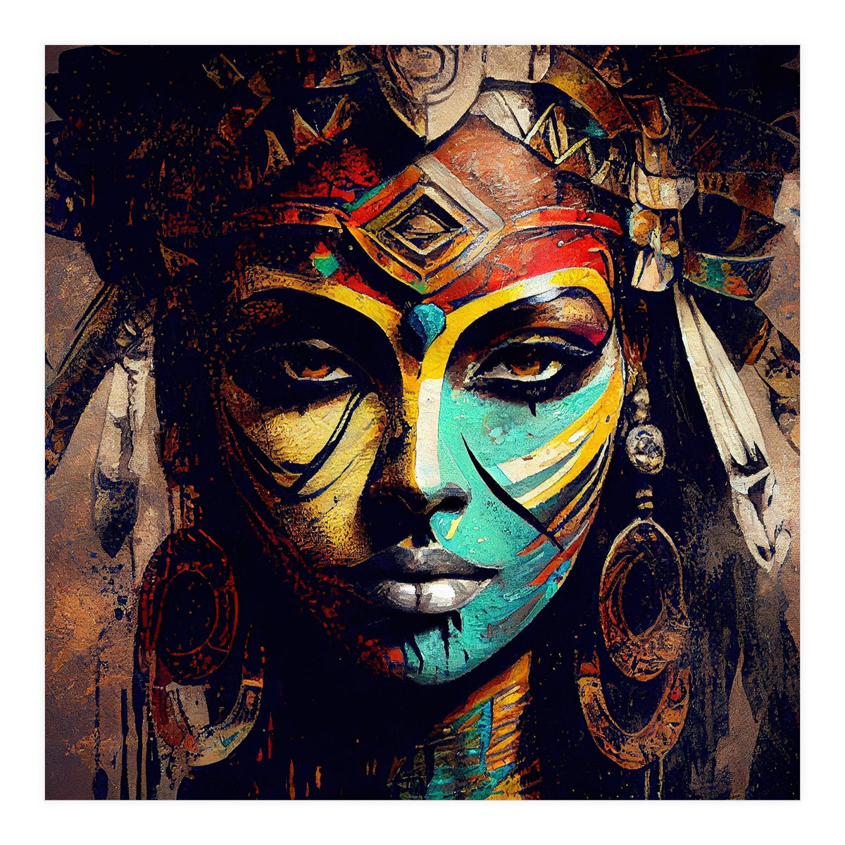 Midnight Warrior Woman Portrait (Print Only)