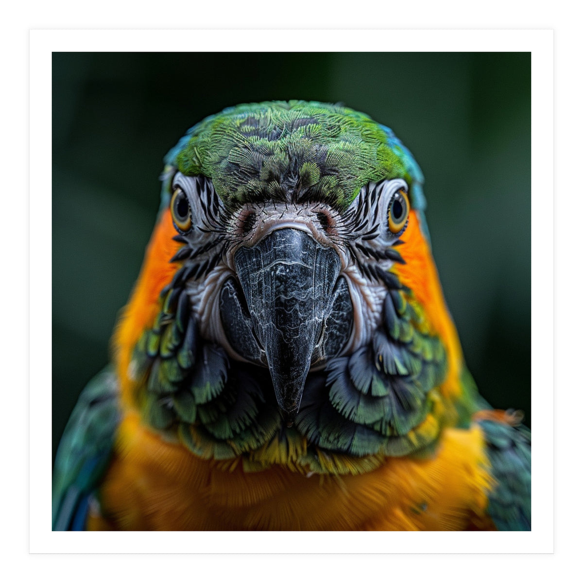 Blue And Gold Macaw Face Focused Portrait (Print Only)