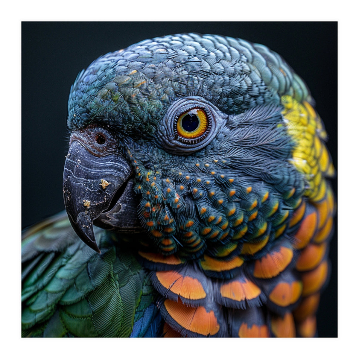 Close Up Portrait Of A Colorful Parrot's Face (Print Only)