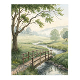 The Quiet Crossing: A Peaceful Meadow Bridge (Print Only) thumbnail