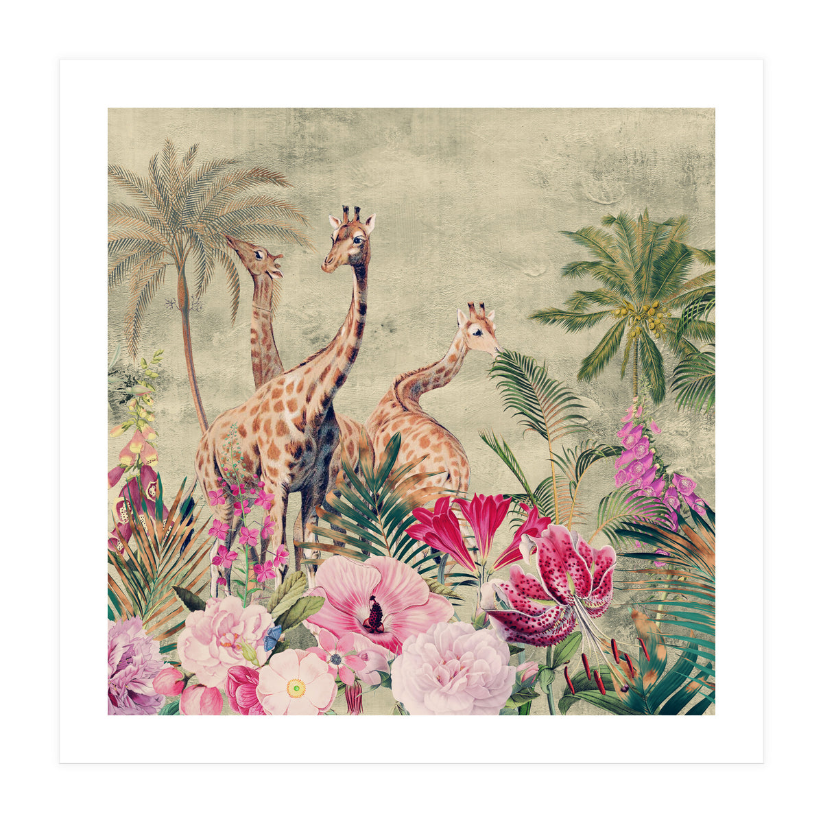 Exotic Vintage African Flower Safari  (Print Only)