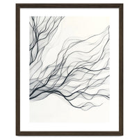 Abstract Black Branching Lines Flowing