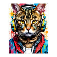 Cat In Headphones music (Print Only)