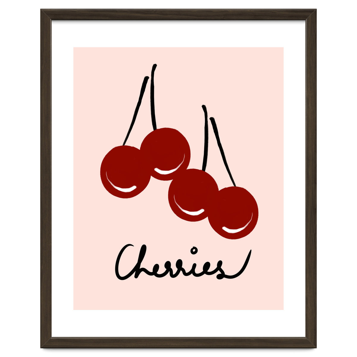 Cherries modern simple minimalistic red cute Fruit wall art