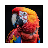 Scarlet Macaw Parrot Close Up Portrait Vivid Colors (Print Only)