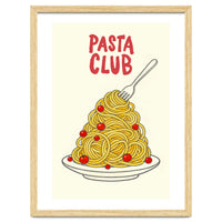 Pasta Club Illustration, Spaghetti and Tomatoes Art Print for Kitchen Wall Decor