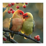 Two Lovebirds Sitting On A Branch (Print Only) thumbnail