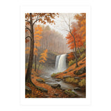 Serene Autumn Waterfall in Misty Forest (Print Only) thumbnail