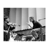 Conductor Herbert von Karajan rehearsing with Nathan Milstein in Lucerne, Switzerland. Lucerne,1957. (Print Only) thumbnail