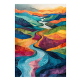 Colorful Abstract River Valley Landscape Art (Print Only) thumbnail