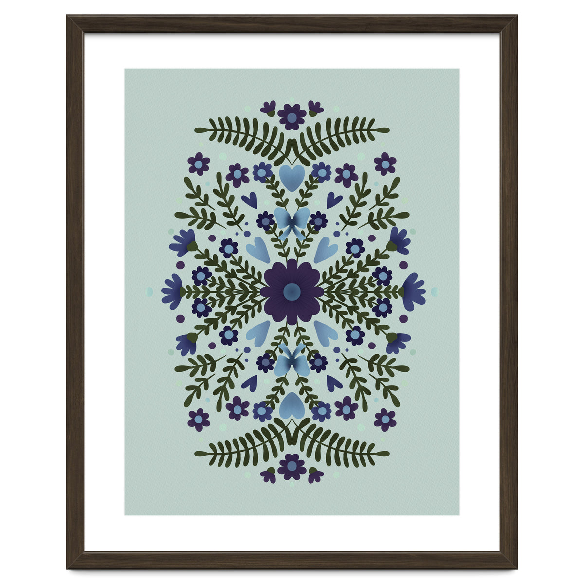 Flowers And Bows Blue And Green