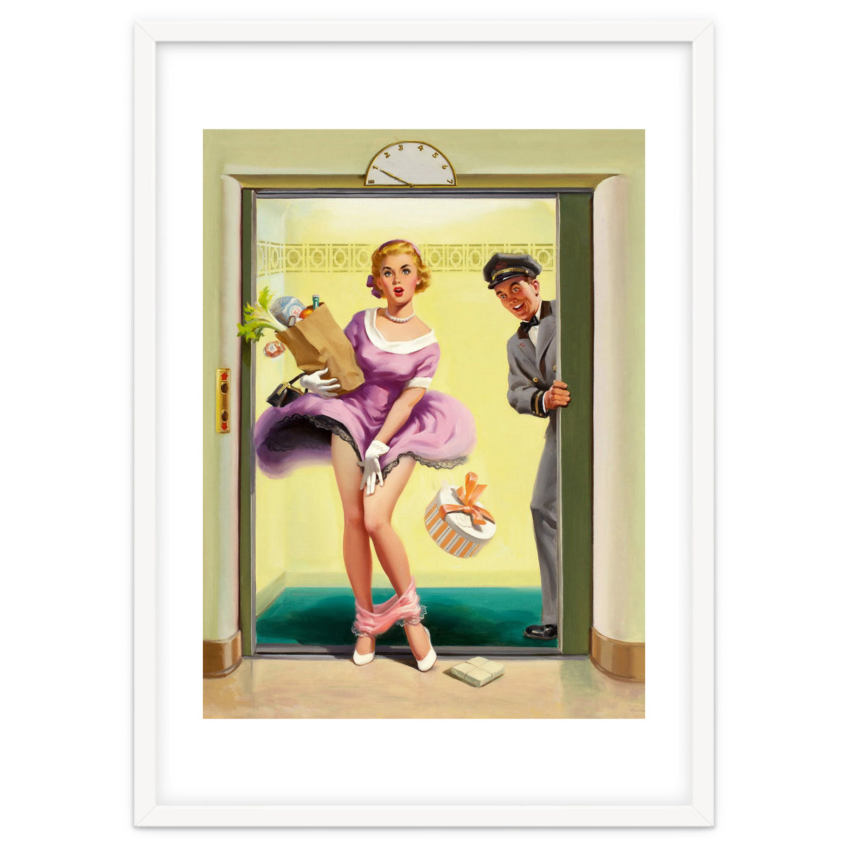 Pinup Sexy Girl Had Accident While Leaving The Elevator