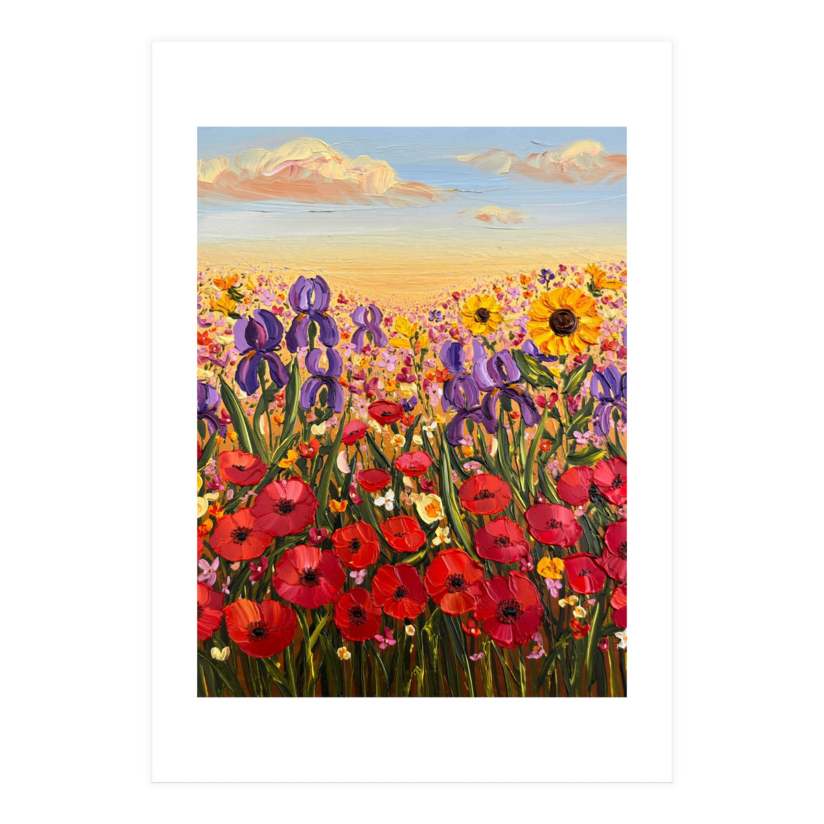 Vibrant Wildflower Field Oil Painting (Print Only)