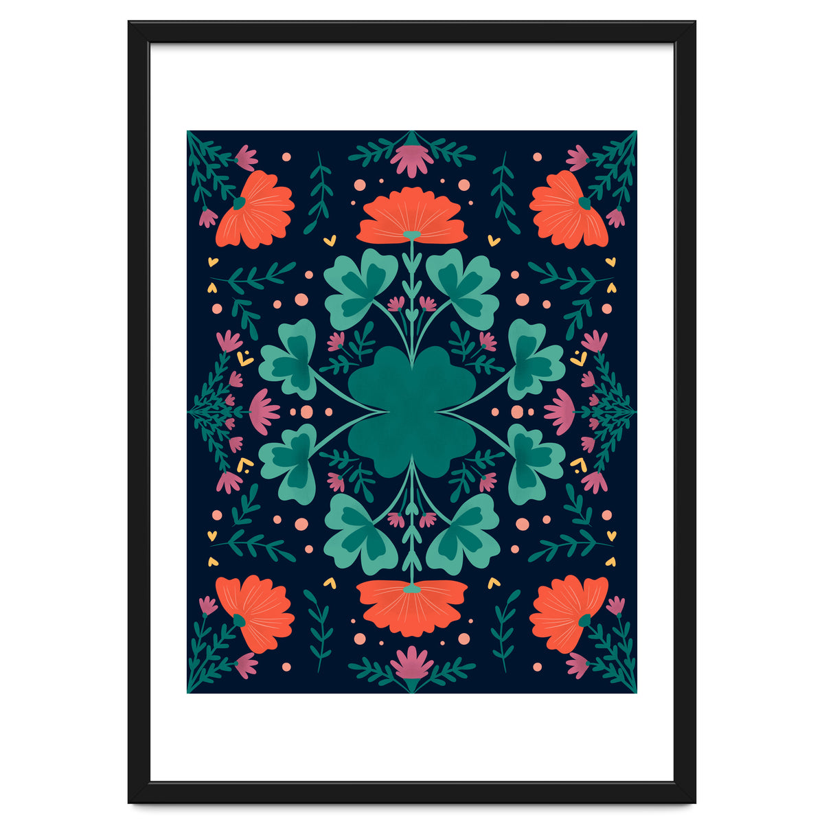 Clovers And Flowers Teal and Orange