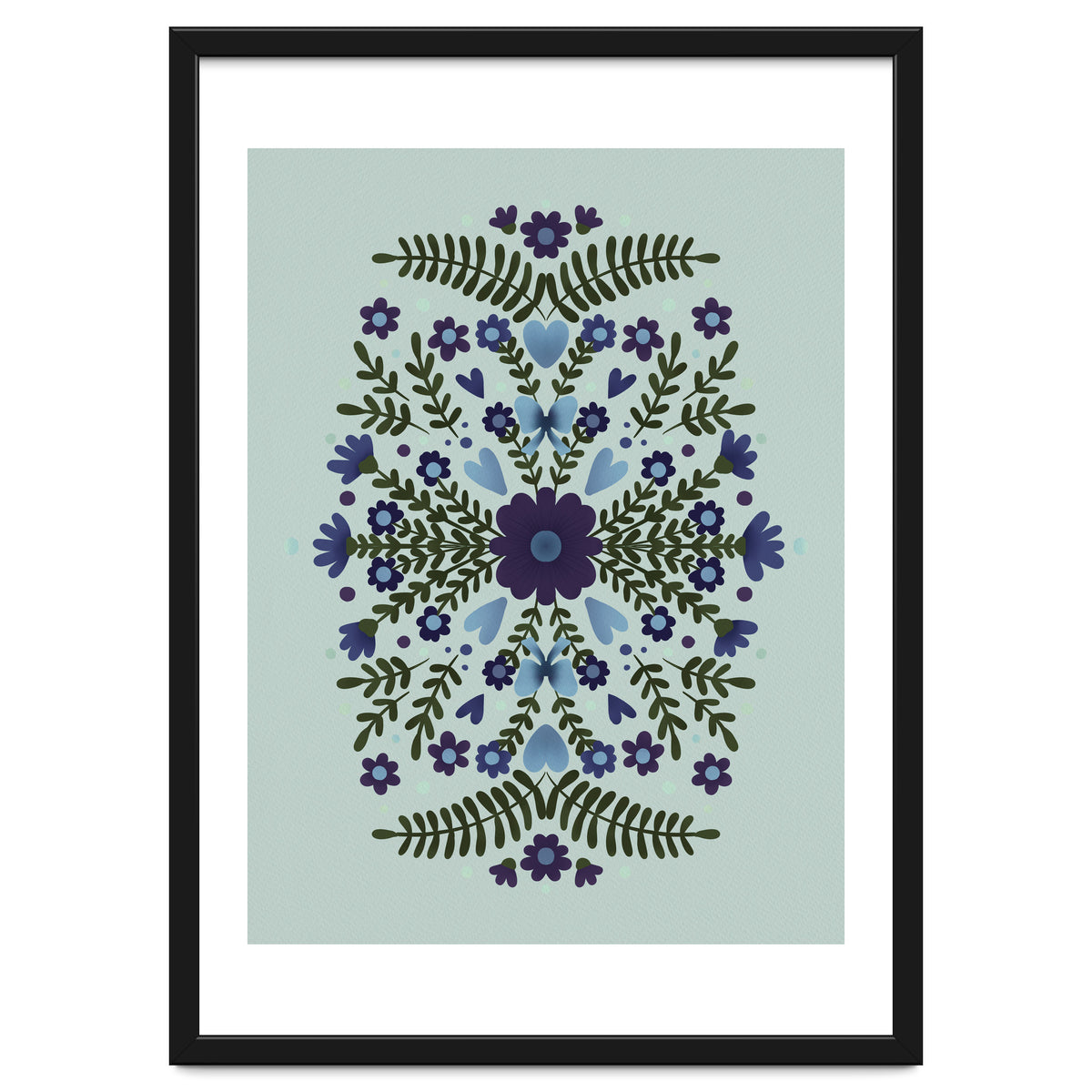 Flowers And Bows Blue And Green