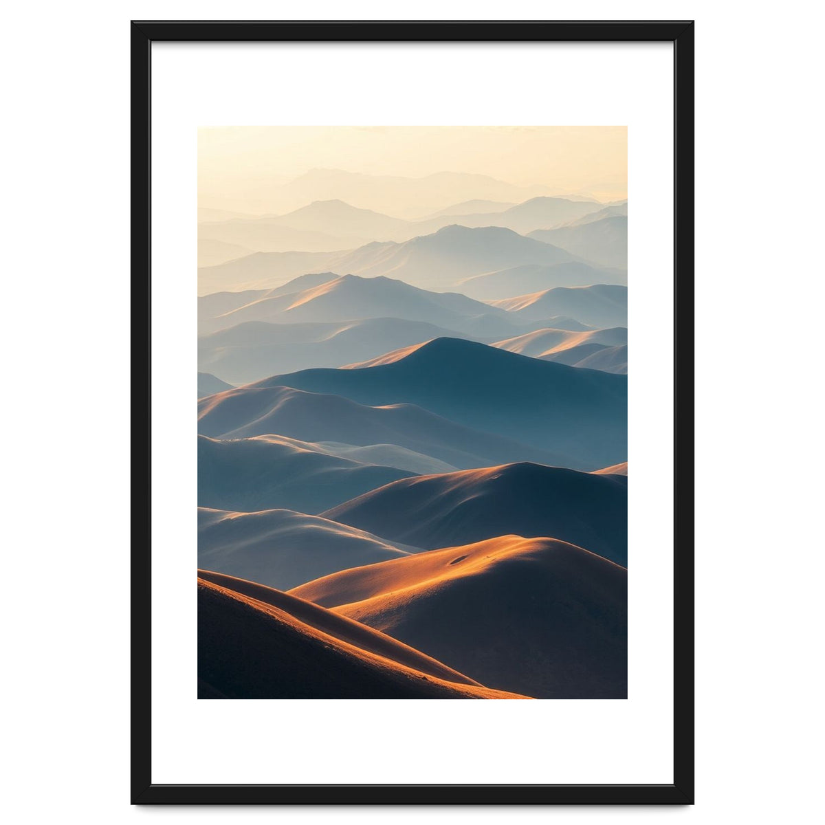 Misty Desert Mountain Range Art