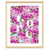 Love, Floral Typography Valentine's Graphic Design, Eclectic Modern Boho Botanical Rose Illustration thumbnail