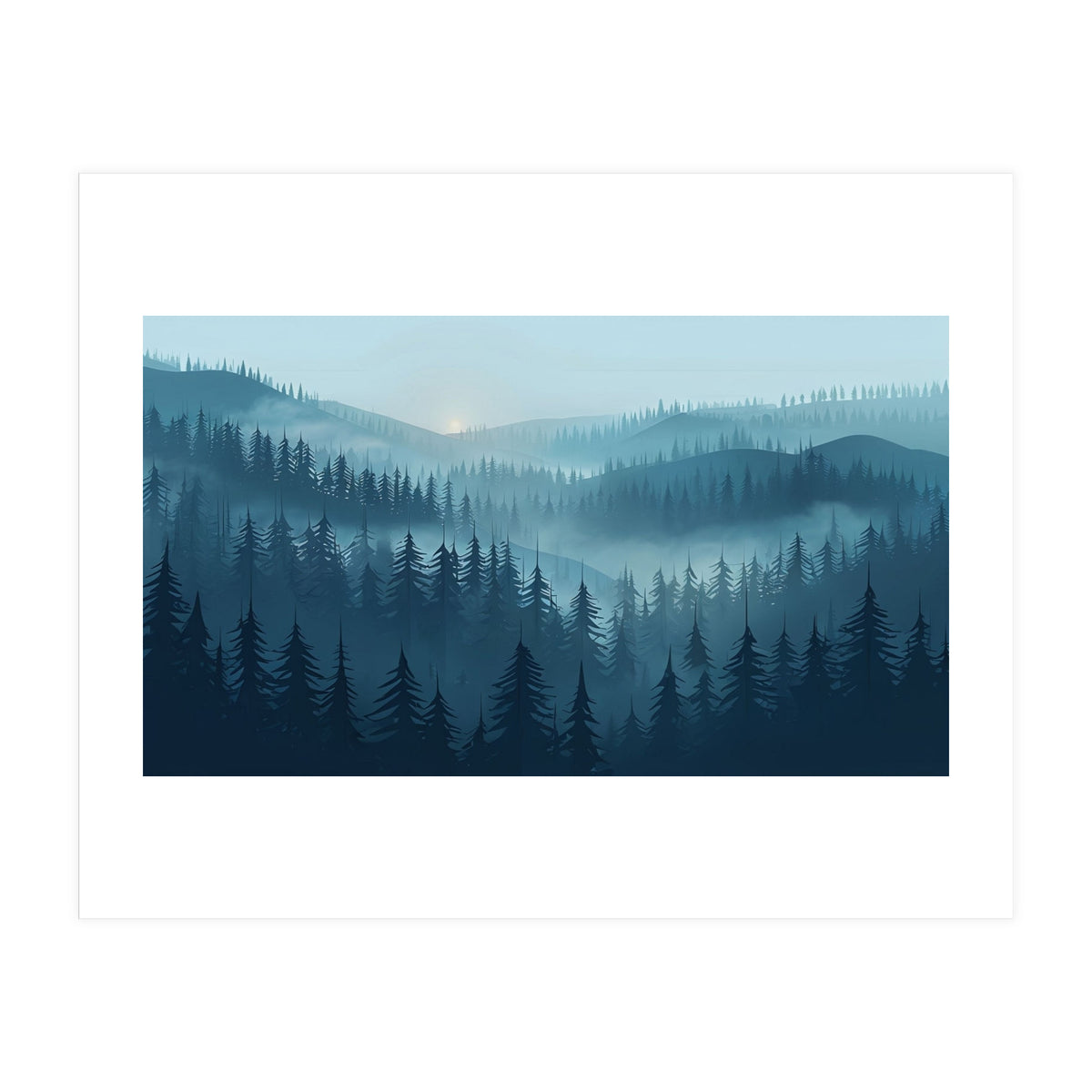 Misty Evergreen Forest: Moody Atmospheric Landscape (Print Only)