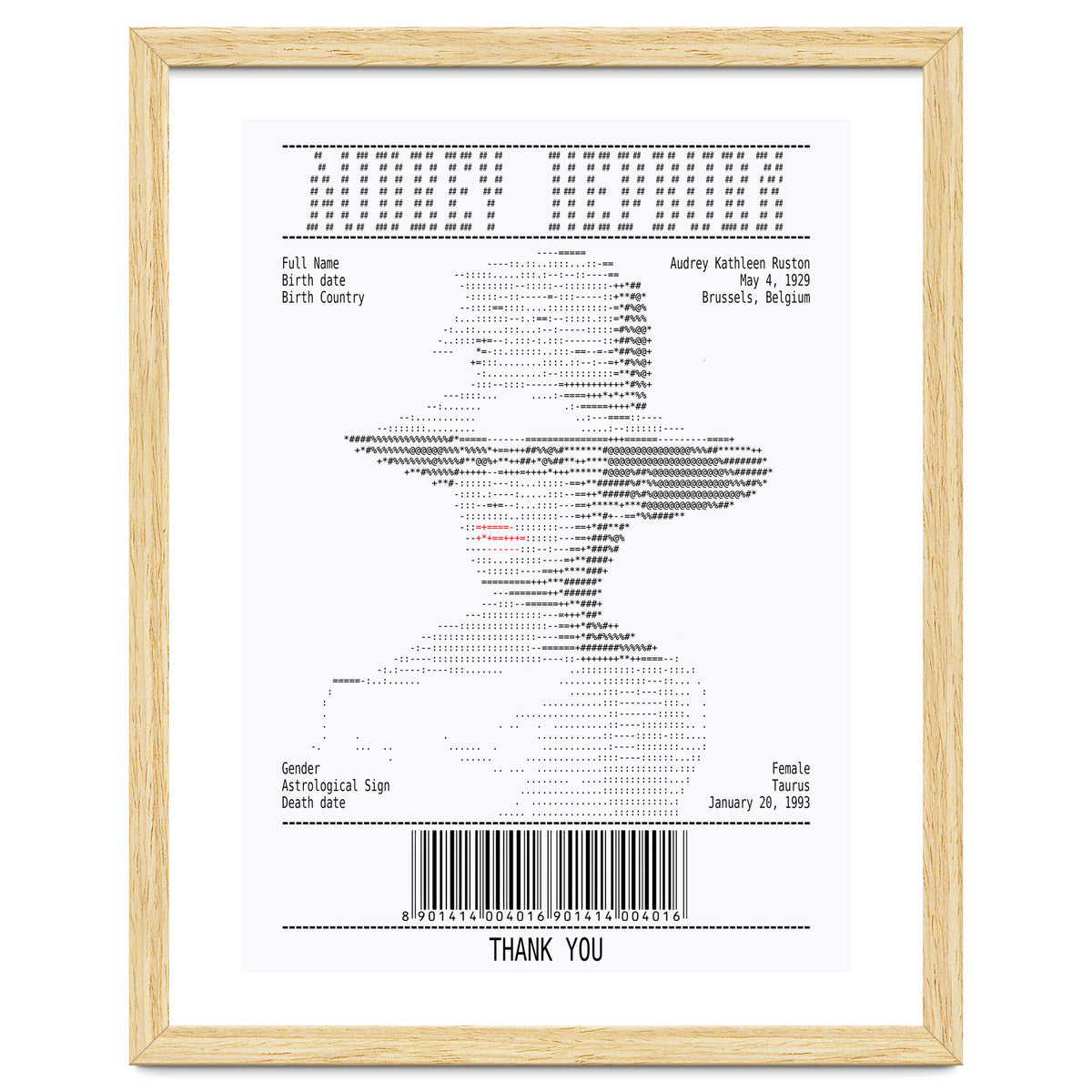 Receipt Art Audrey Hepburn