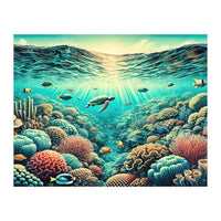 Vintage Australia, Great Barrier Reef Poster (Print Only)