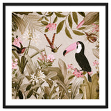 Vintage Exotic Birds Sepia Rainforest Flower Jungle thumbnail