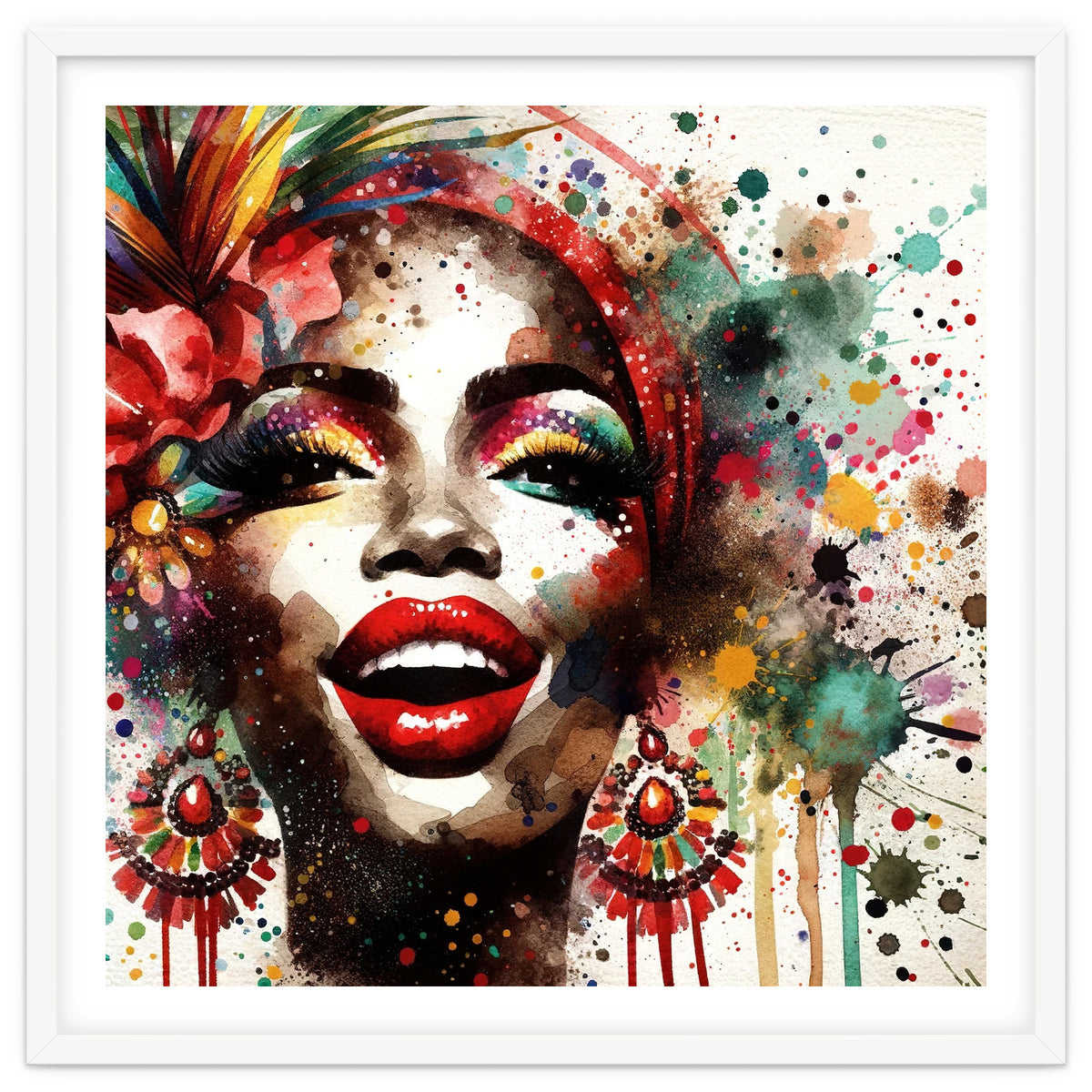 Brazilian Carnival Watercolor Portrait