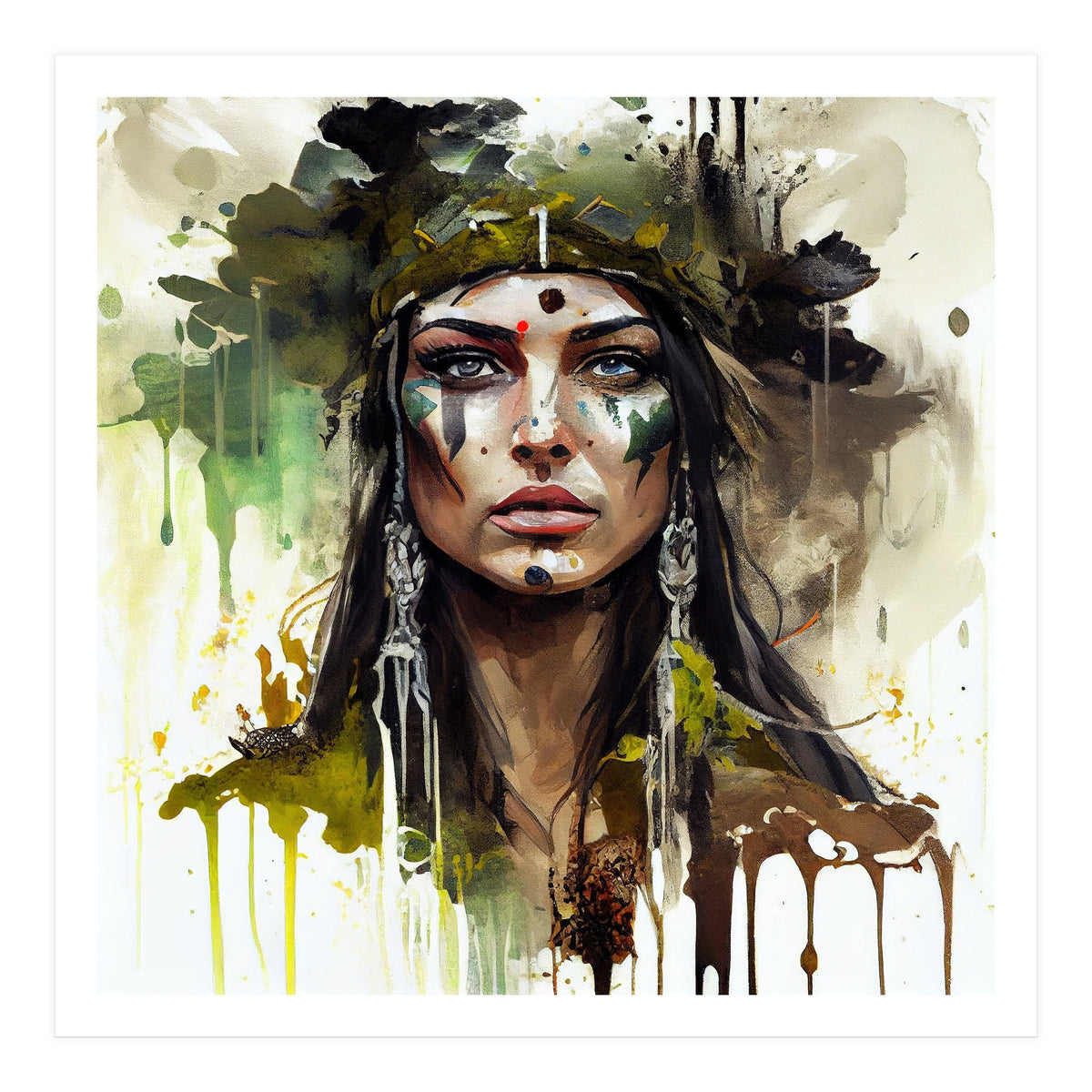 Ceremonial Druid Warrior Portrait (Print Only)