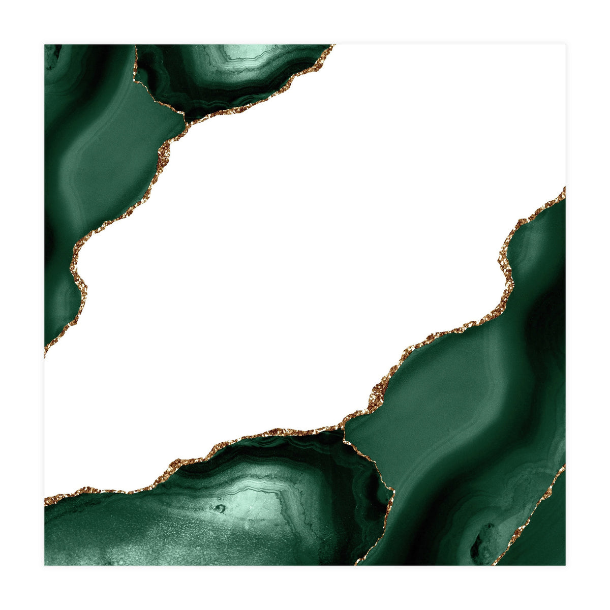 Emerald & Gold Agate Texture 16 (Print Only)