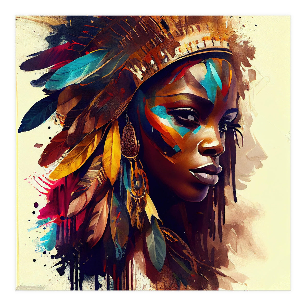 Powerful African Warrior Woman #5 (Print Only)