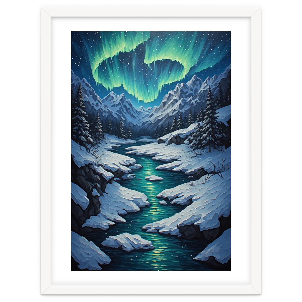 Ethereal Northern Lights: Arctic Winter Valley