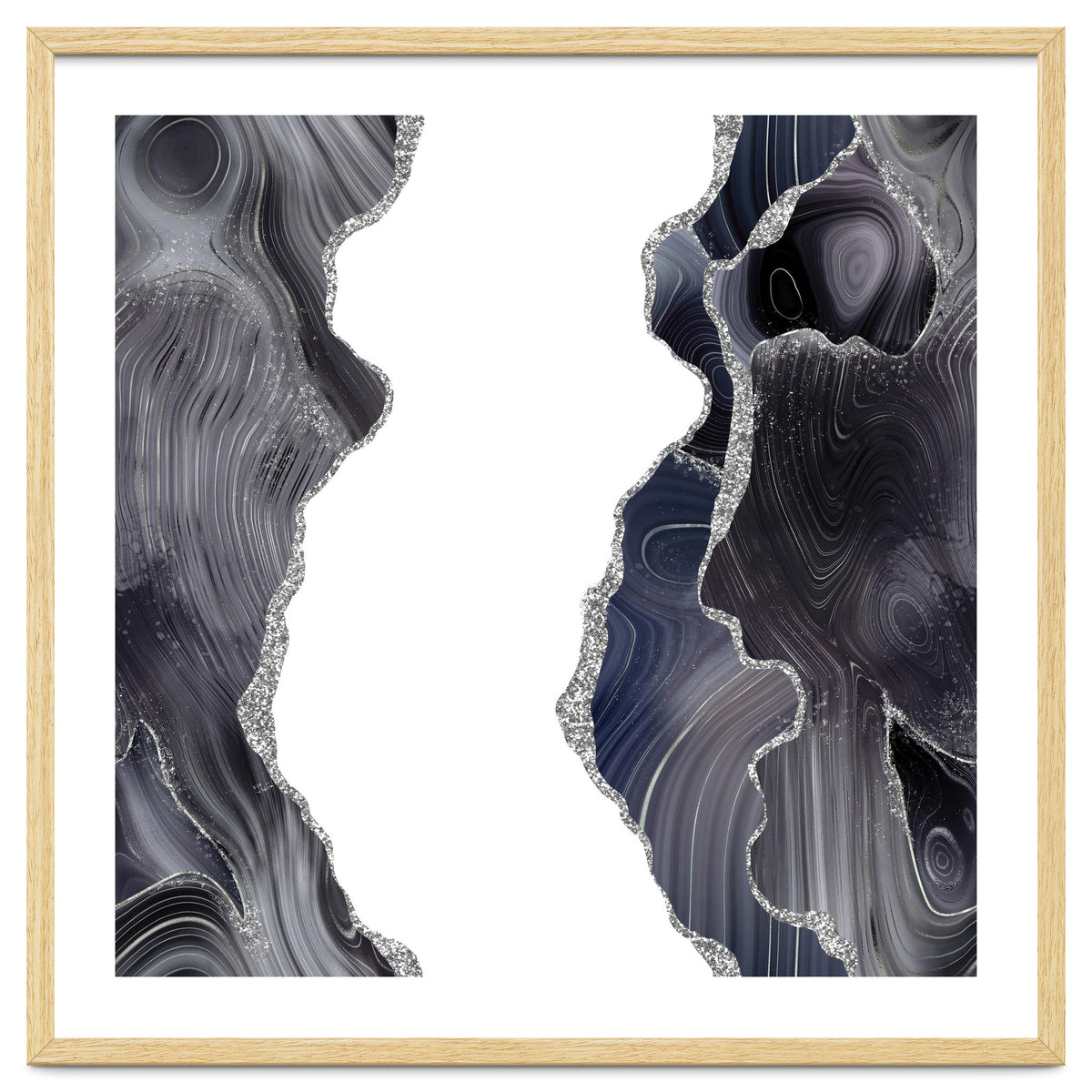 Black & Silver Glitter Agate Texture 05