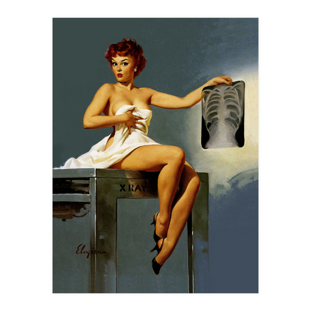 Pin Up Sexy Girl At The Doctor (Print Only)