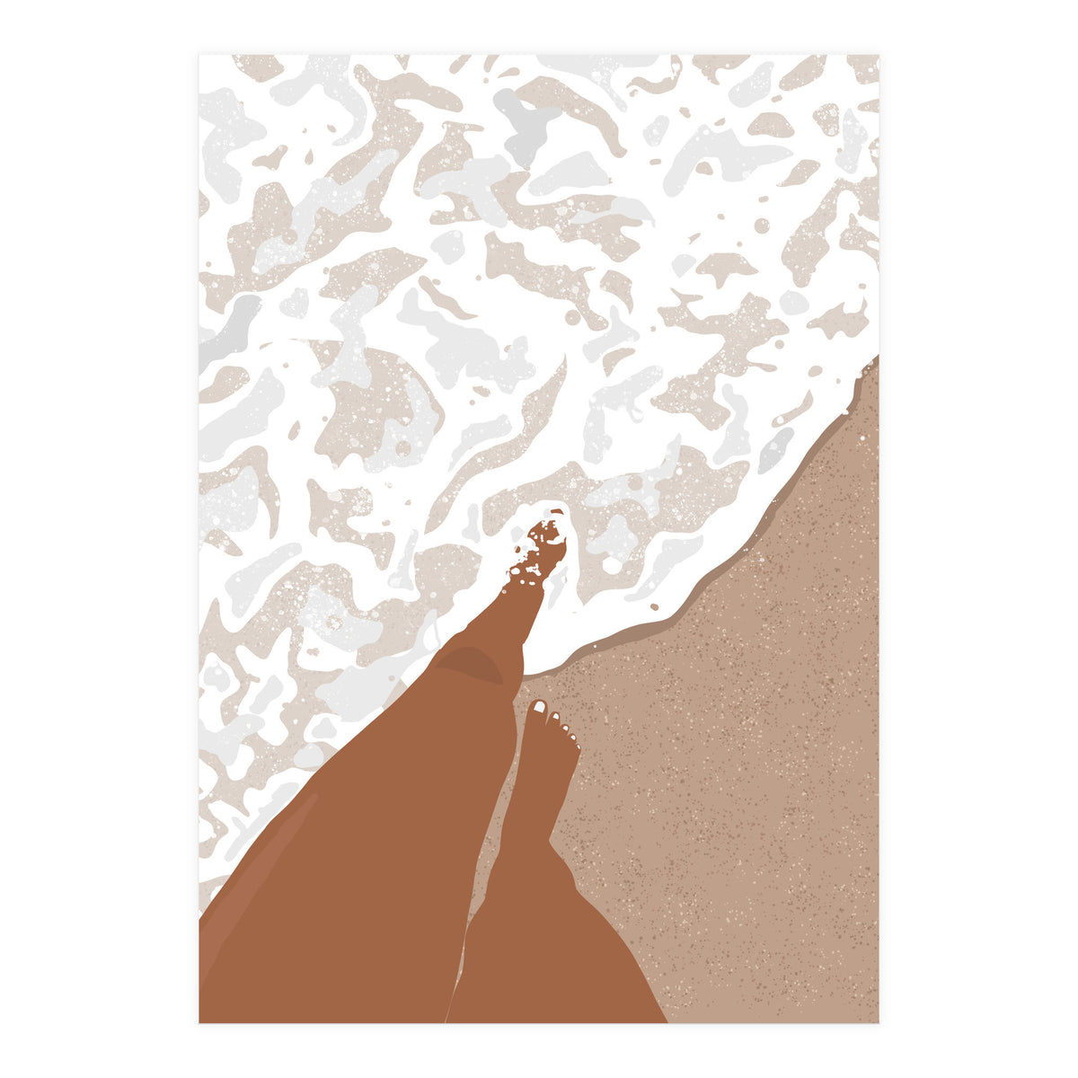 Shorelines, Girl On Ocean Beach, Sea Nature Landscape Travel Summer, Bohemian Black Woman Sand Waves Self Care (Print Only)