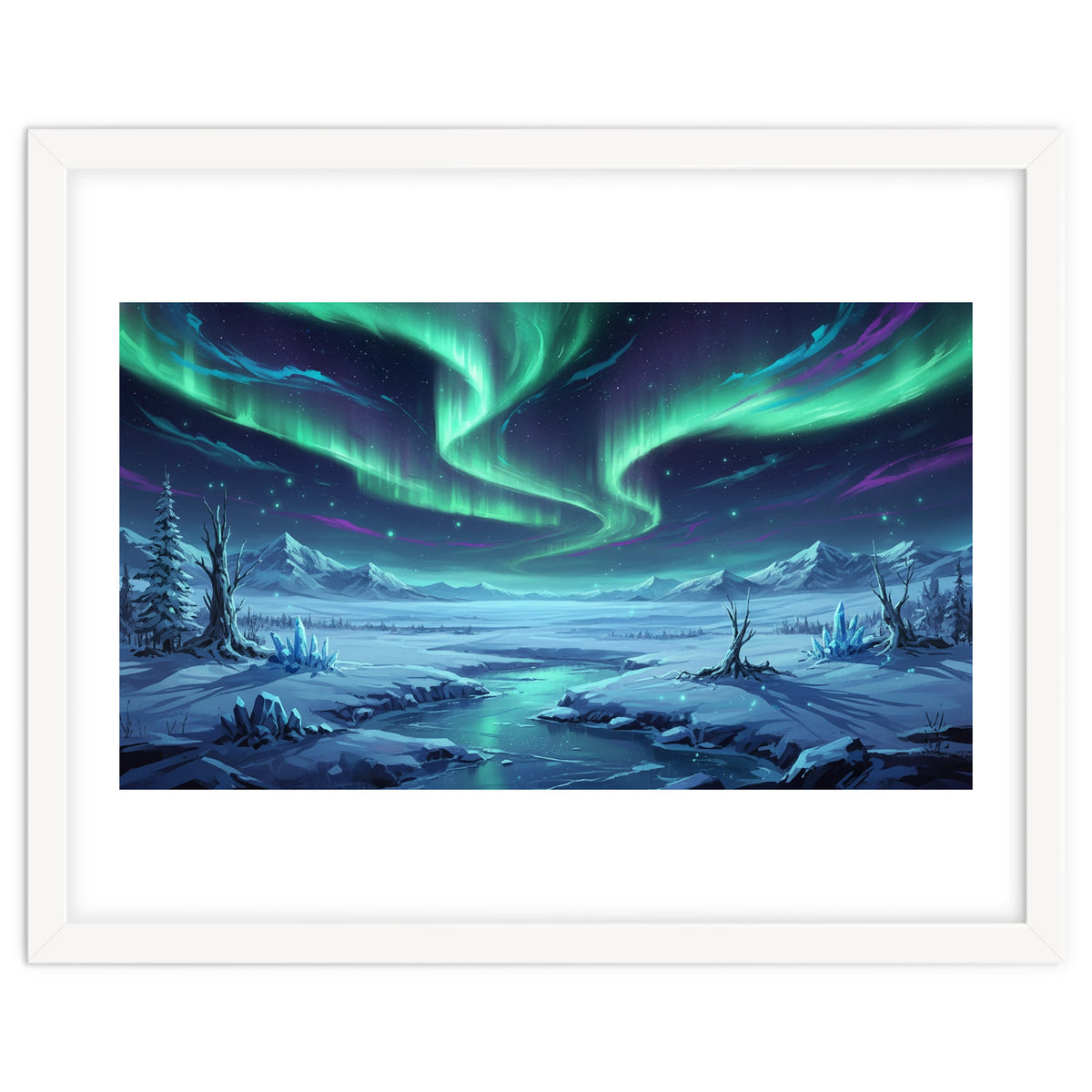Arctic Glow: Northern Lights Winter Landscape