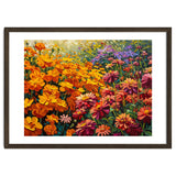 Radiant Summer Zinnia and Marigold Meadow Oil Painting thumbnail