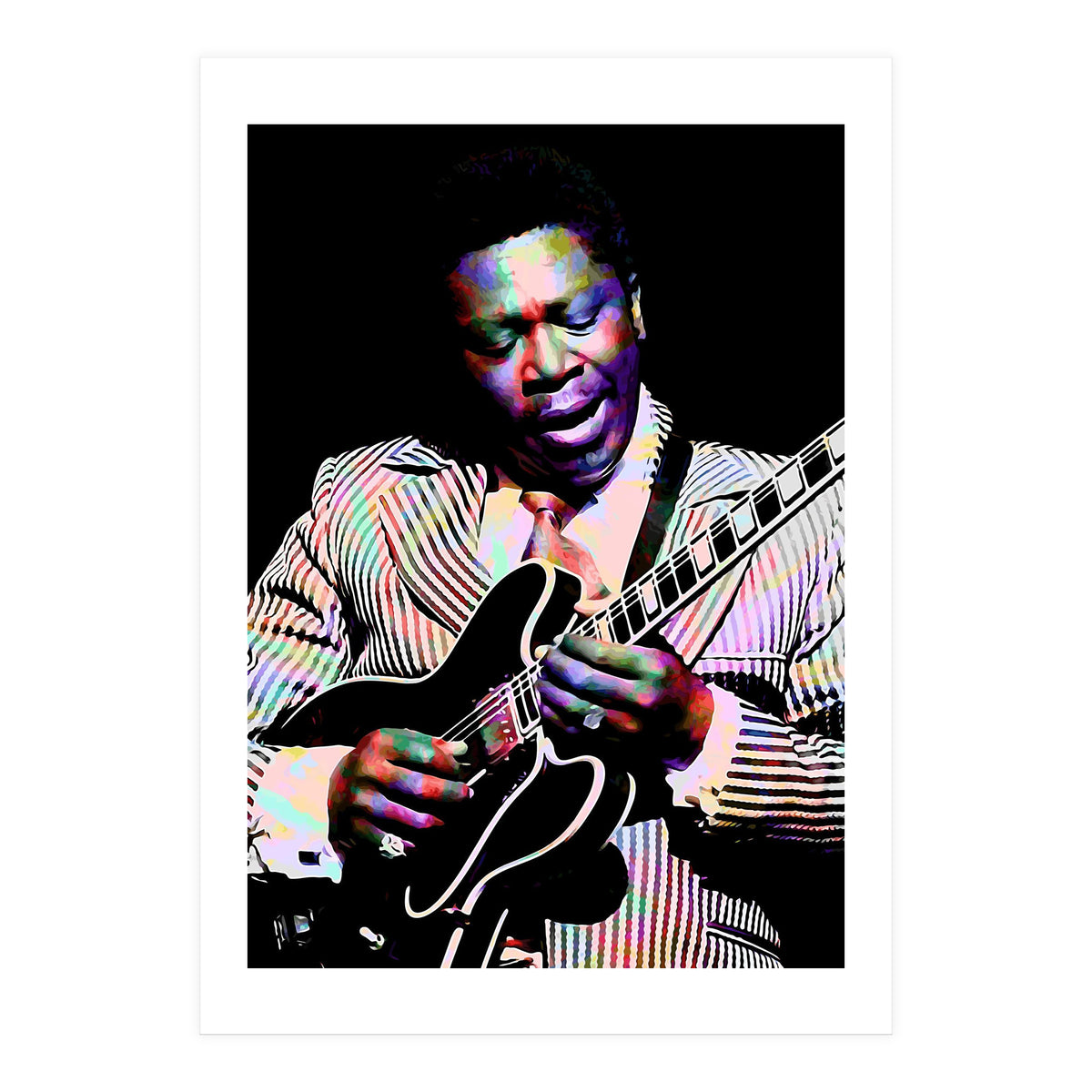 BB King. American Blues Guitarist in Colorful Art (Print Only)