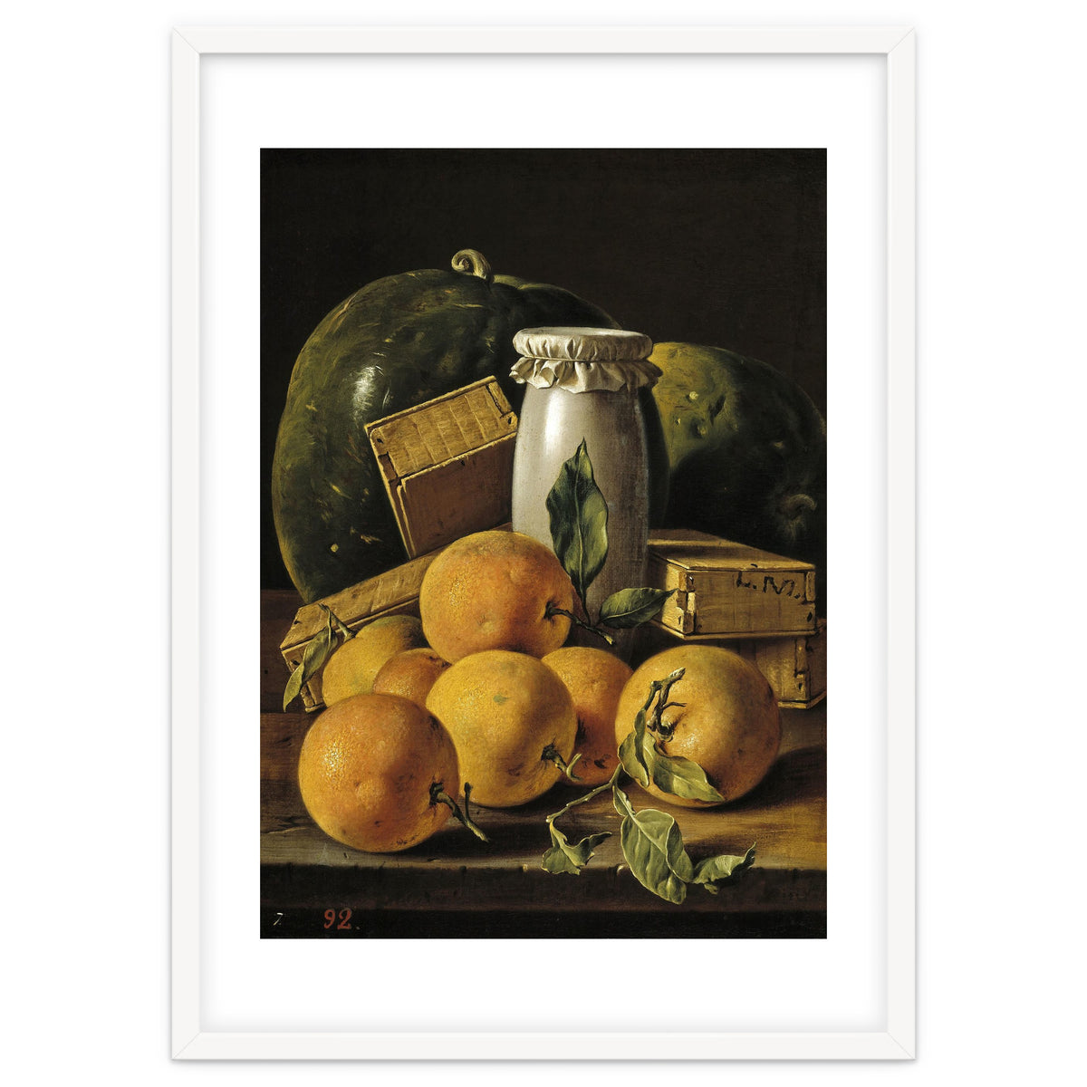 Luis Egidio Meléndez / 'Still Life of Oranges, Watermelon, a Pot, and Boxes of Cake', ca.  1760.