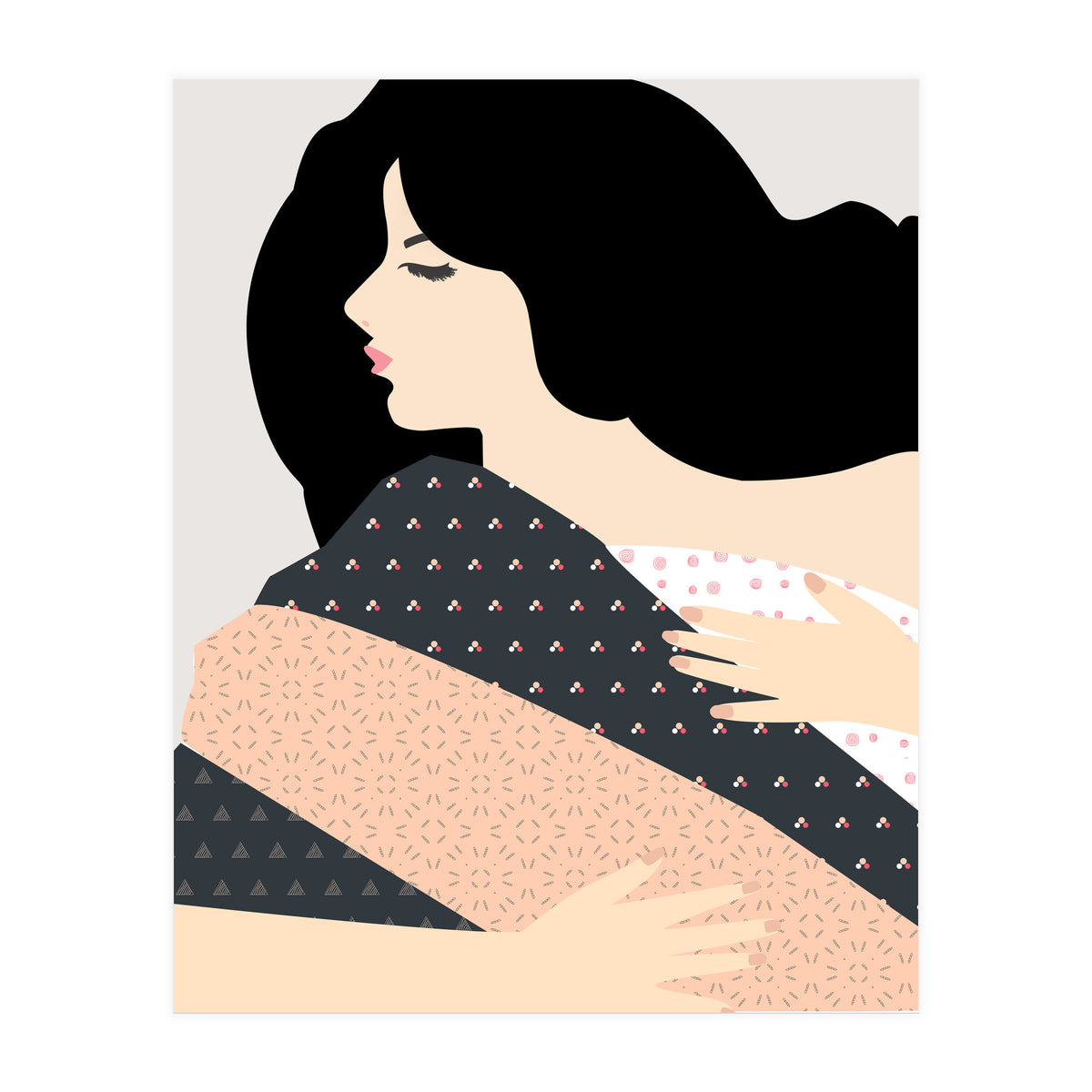 Not Today, Sleepy Lazy Woman In Bed, Quirky Eclectic Blanket Cozy Sleep In Illustration (Print Only)