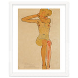 Seated female nude with raised right arm,1910 Gouache,. thumbnail