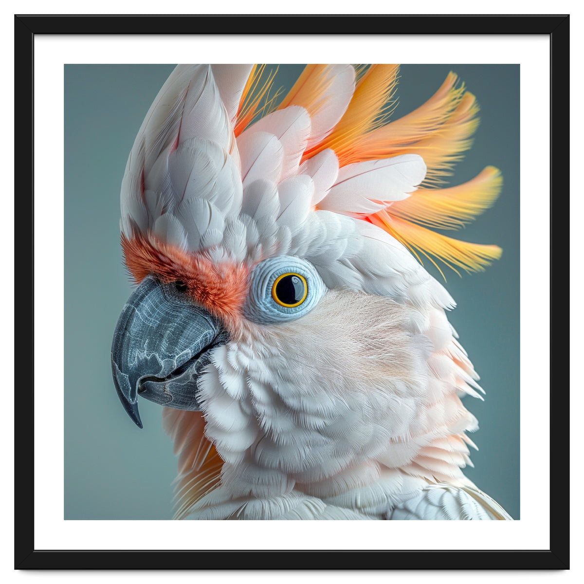 Salmon Crested Cockatoo Close Up Portrait