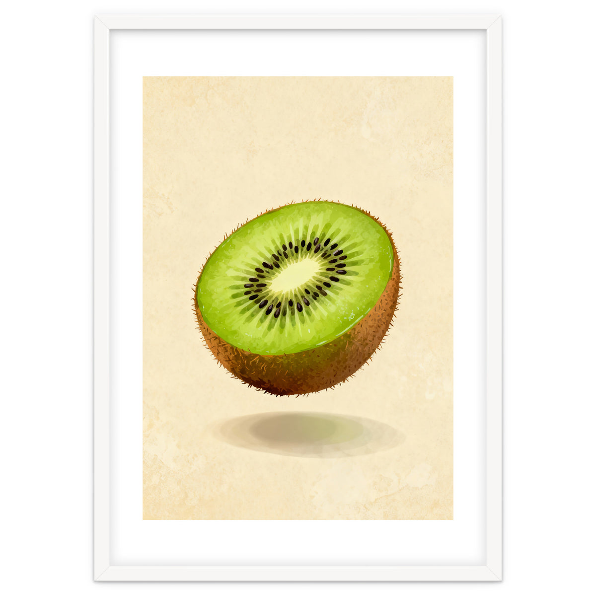 Kiwi Slice, Watercolor Fruit, Fresh Green Art