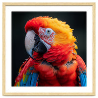 Scarlet Macaw Parrot Portrait Vivid Colors
