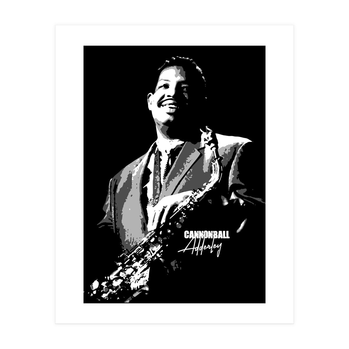 Cannonball Adderley American Jazz Saxophonist in Grayscale (Print Only)