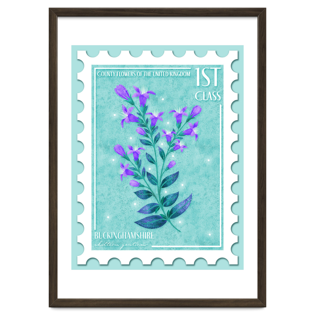 The Buckinghamshire Chiltern Gentian Postage Stamp