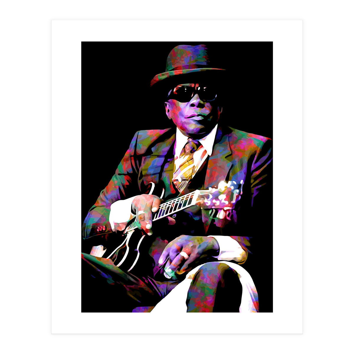 John Lee Hooker American Blues Musician Legend Colorful Art (Print Only)
