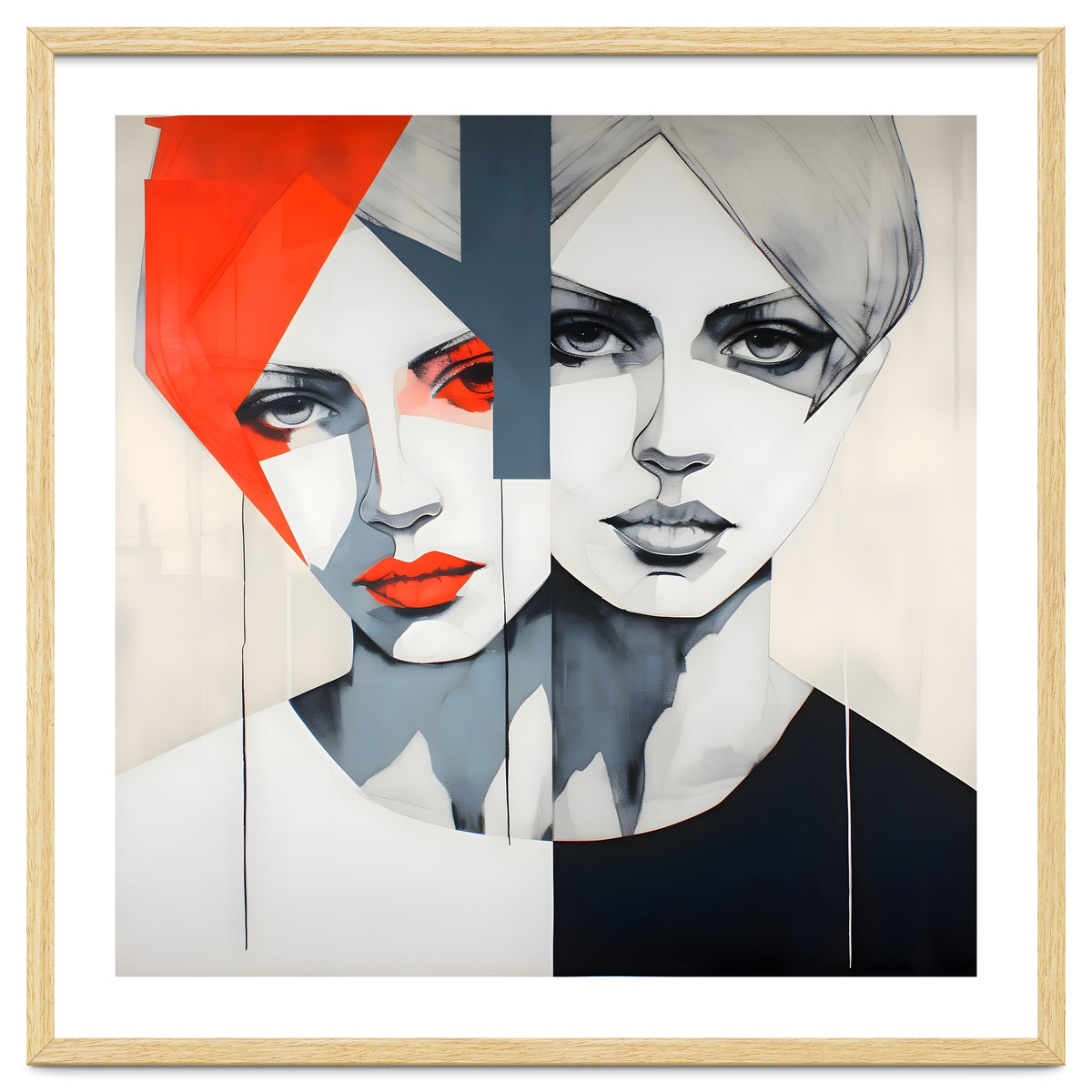 CHIC, Fashion in it's simplist form, two chic women head and shoulders portrait.